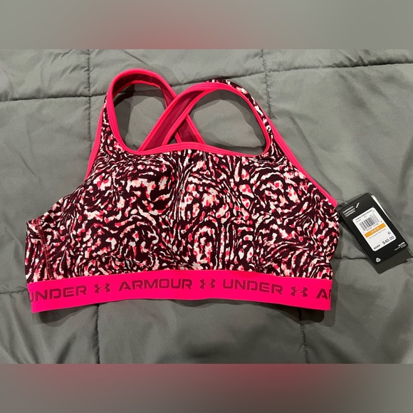 New NWT UA under armour Medium support compression sports bra pink black plus 3X - Picture 1 of 12